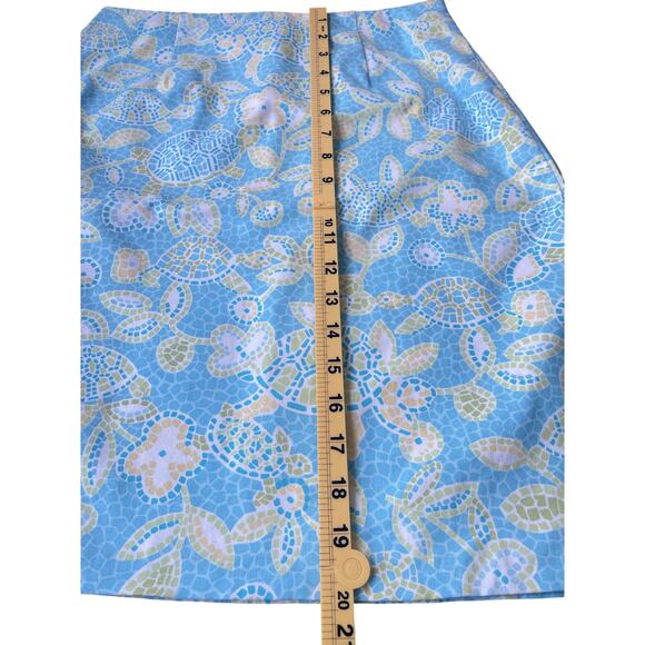 Talbots Petites Mosaic Sea Turtle Print Pencil Skirt Blue Green - Size 8P - Picture 7 of 11